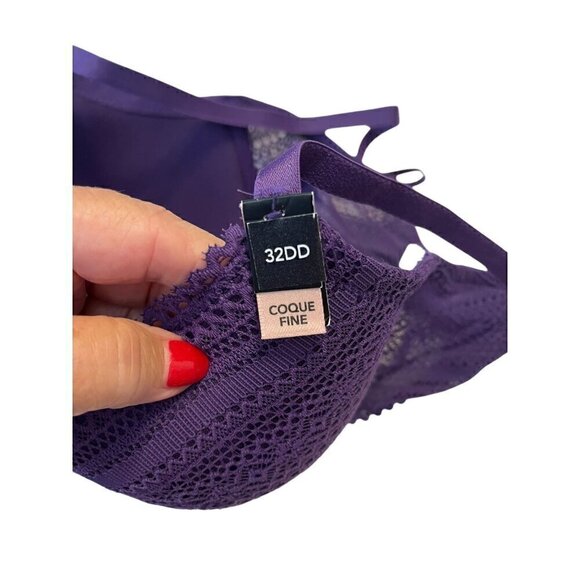 Etam Sublime Classique Dark Purple Underwire Bra, 32DD - Picture 6 of 7
